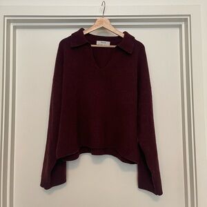 Madewell Deep Burgundy V-Neck Sweater